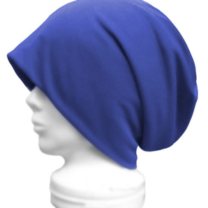 ◇送料無料◇ ハンドメイド◆ルーズワッチキャップ◆吸水速乾スポーツニット/ブルー系 ◇ゆったりサイズ・小顔効果・オールシーズン◇