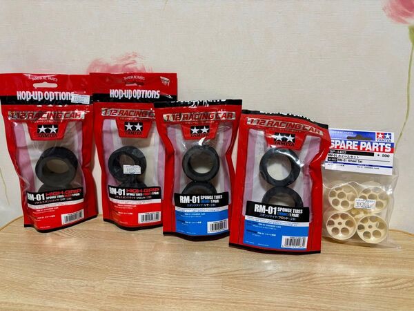 送料無料 1/12 タミヤ RM-01 スポンジタイヤ ホイールセット フロント リア ラジコン用 レーシングカー TAMIYA