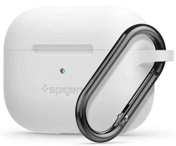 Spigen Apple AirPods Pro ケース カラビナ リング 付き シリコン ASD00534 (ホワイト)