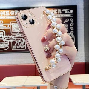 ◆新品◆ ピンクiPhone14Plus スマホケース パール 可愛い キラキラ