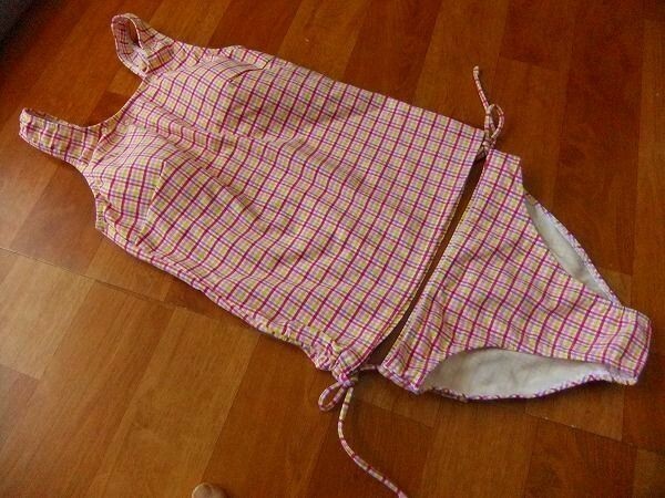 匿名配送　美品*レオン*チェック柄*お洋服*厚手*タンキニ*ビキニ*水着*11L