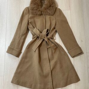 ロングコート フォックスファー付き