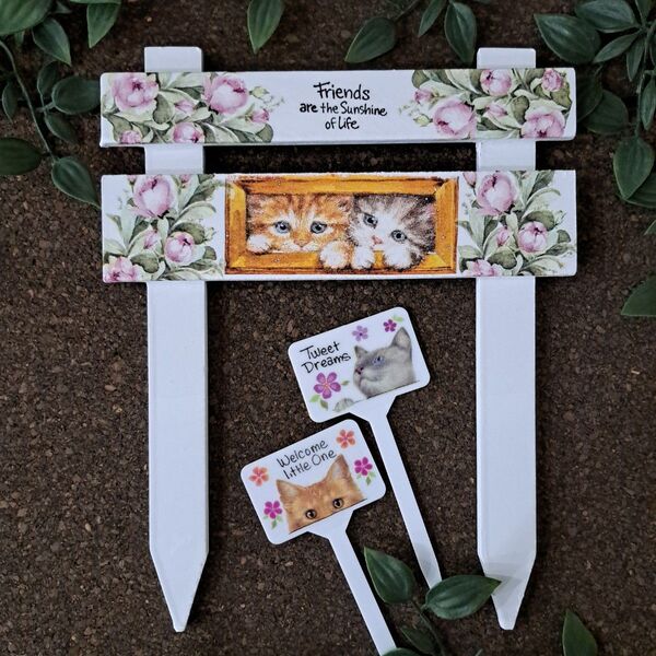 ガーデンピック(花 ねこ)デコパージュ ペット 花柄雑貨 猫雑貨 カントリー