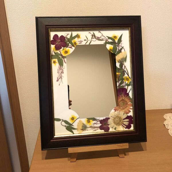 押し花 鏡 壁掛け鏡