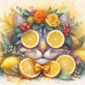 ALL 樹脂 オーロラ ビーズ キラキラ 猫 レモン 飾り ダイヤモンドアート キット