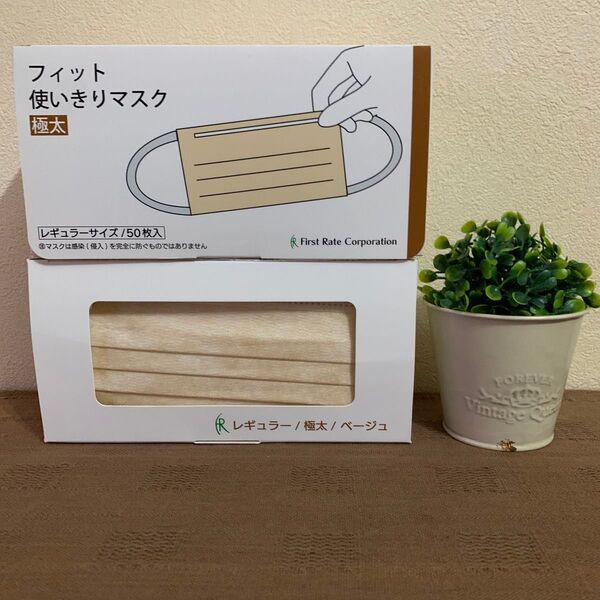 【新品】フィット 使いきりマスク 50枚1箱 プラス 48枚 合計98枚ベージュ