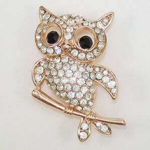 ふくろう ブローチ ラインストーン