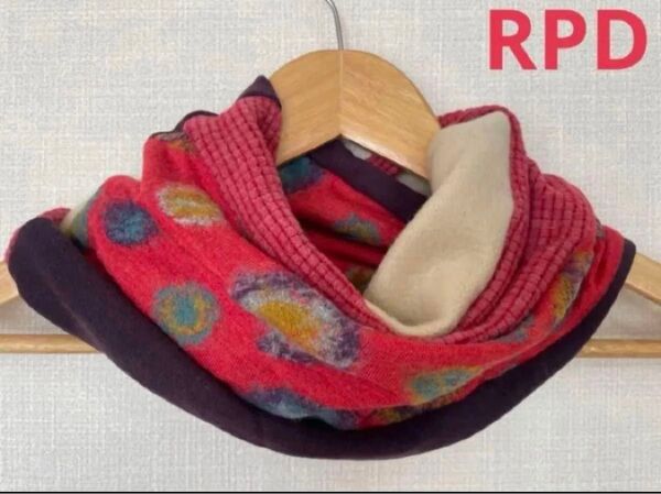 RPDピンク&ホワイトビックドット柄新作国内手作りハンドメイドネックウォーマーボリュームあり