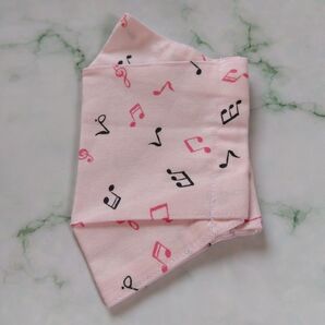 ハンドメイド マスクカバー handmade インナーマスク 大臣風 舟形 ボックス 大人サイズ 音符柄 ピンク