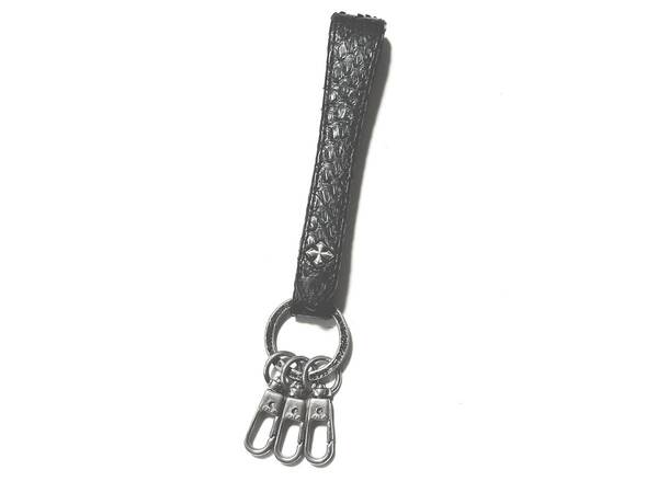 ☆本物 正規品 Rizard Head リザードヘッド シルバー925 クロス付き キーホルダー ブラックパイソン×ベビーカーフレザー☆