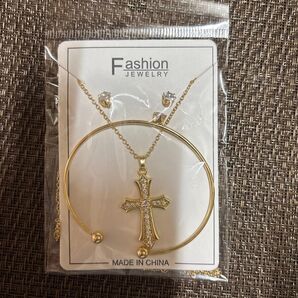 ネックレス ゴールド系 アクセサリー ペンダント バングル ピアスセット