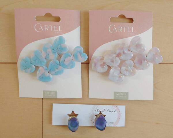 3個セット ヘアアクセサリー ヘアクリップ バレッタ CARTEL PARIS Acetate フランス/イヤーアクセサリー peach fuzz