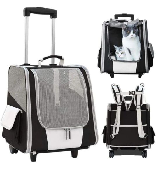 犬猫用ペットキャリーバッグ リュック 猫 カート 4in1多機能
