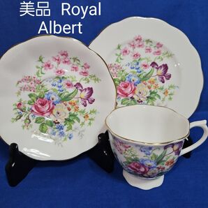 美品 ロイヤルアルバート 30年~40年代 トリオ バラブーケ フラワーズ