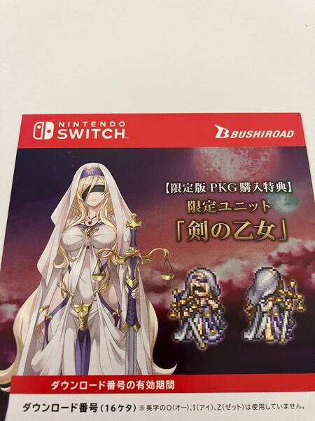switch版 限定版特典 限定ユニット 剣の乙女 ゴブリンスレイヤー 特典用紙 ダウンロードコード用紙
