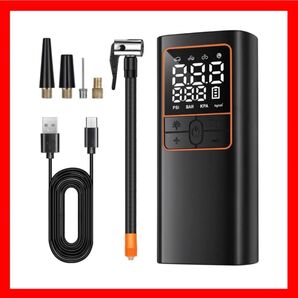 LAMONKE 電動空気入れ 車 自転車 バイク 空気入れ USB充電式 電動エアーポンプ 6000mAh 日本語説明書付き