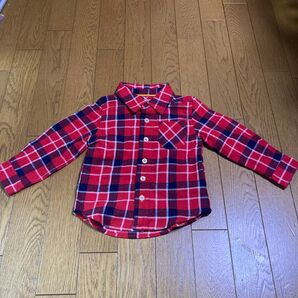 チェック シャツ 赤 90cm 長袖