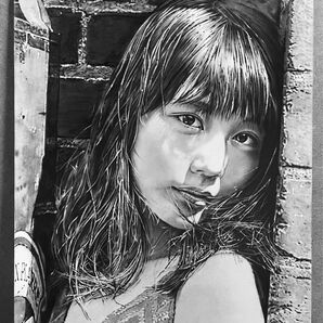 No.23 女性 鉛筆画 手書きイラスト A4サイズ 鉛筆画 手描きイラスト