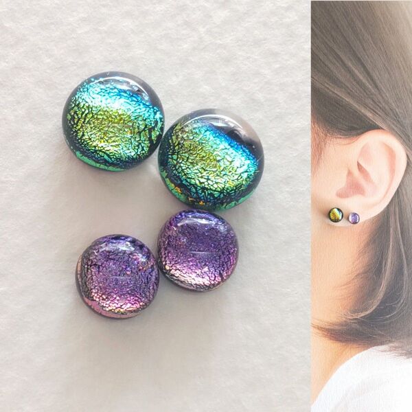 【21G/18G/16G】●ちょっと訳あり●サージカルステンレスピアス ボディピアス ガラスナギット2ペア No.595