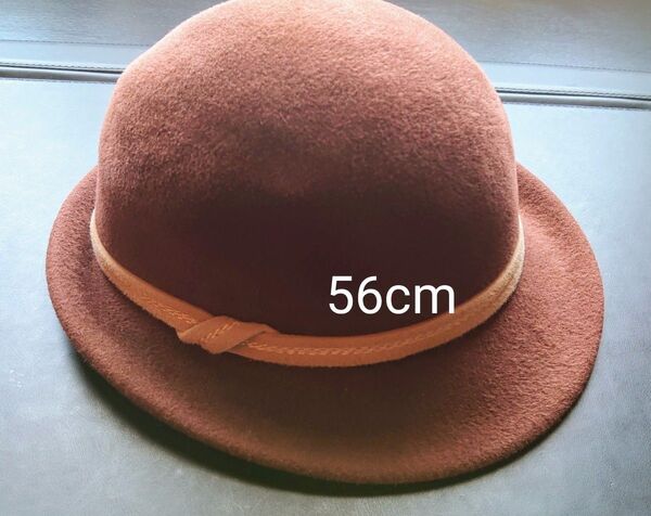 お洒落な帽子 ブラウン ウールフェルト ハット 56cm