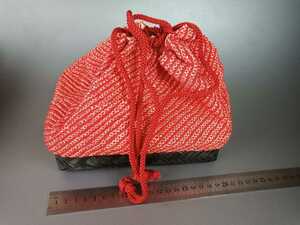 ■和装バッグ 巾着袋 底籠 赤色 鞄 かばん カバン バッグ ファッション 入れ物 ■81