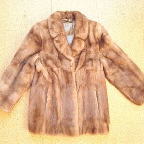 キャメルカラー 毛皮コート 襟付き