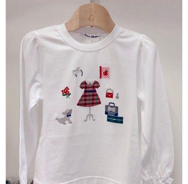 ファミリア familiar ロンT 80 長袖 Tシャツ カットソー ホワイト