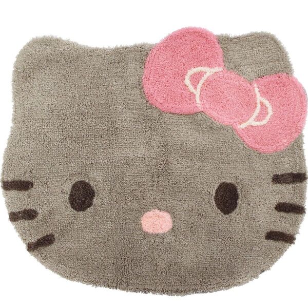 オカ ハローキティダイカット フロアマット Mサイズ(約55×63cm) グレー