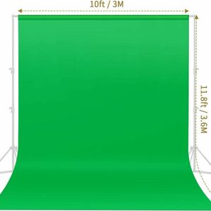 大型背景スタンド 280 x 300cmとグリーンバッグ 3 x 3.6mのセット 強力クリップ 4個とロープクリップ 4個付