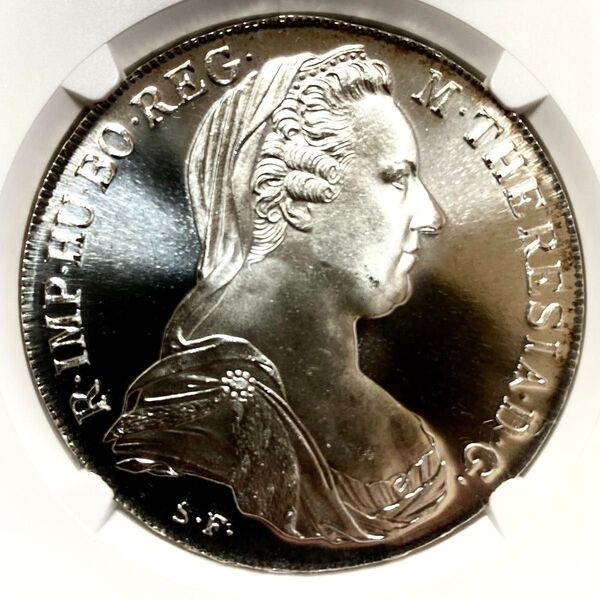 【高鑑定】1780年 オーストリア マリア テレジア ターラー 銀貨 NGC PF68 CAMEO アンティーク モダン コイン