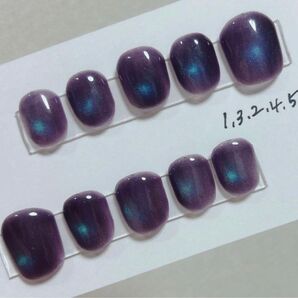 【サイズオーダー】 パープルネイル マグネットネイル 個性派ネイル サブカルネイル y2kネイル