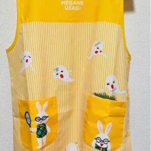 メガネうさぎ ねないこだれだ 絵本 キャラクター エプロン 介護士 保育士 M-L