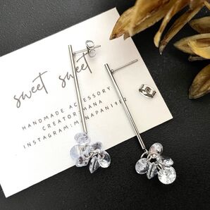 ジルコニアのストレートピアス ハンドメイド