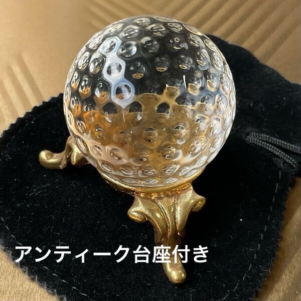 天然水晶玉アンティーク台座付き 37mm シンプル 天然石クリスタル 袋付きA
