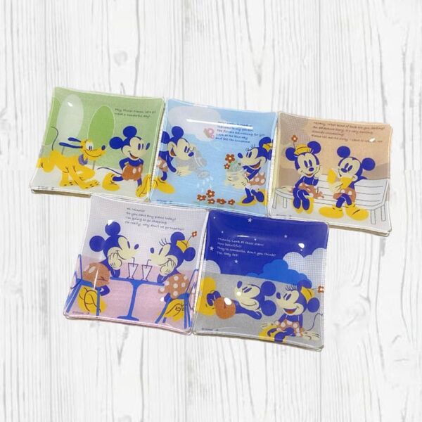 Disney ディズニー ガラス角皿 5枚セット ミッキー&ミニー