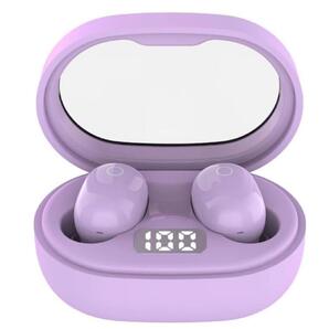 Bluetooth 5.3 イヤホン パープル 紫 残量表示 カナル型 軽量 タッチコントロール 可愛い 高音質 ワイヤレスヘッドセット お洒落