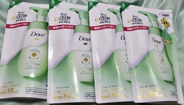 ユニリーバ 薬用 DOVE ダヴ ニキビケア クリーミー泡洗顔 詰め替え 125ml 4個セット