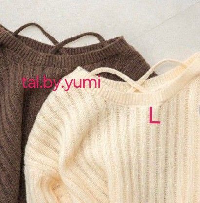 しまむら yumi バッククロス ニットプルオーバー 中白