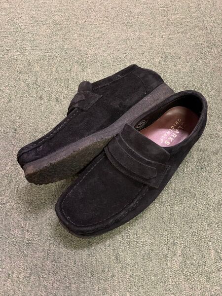 clarks クラークス Wallabee ワラビー 25.5cm スエード ブラック 靴 ローファー