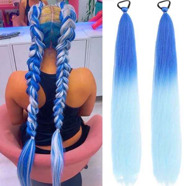 【ライトブルー×ブルー】ブレイズ ドレッド エクステ ヘアアレンジ 編み込み 三つ編み ダンス イベント ヒッピホップ 829
