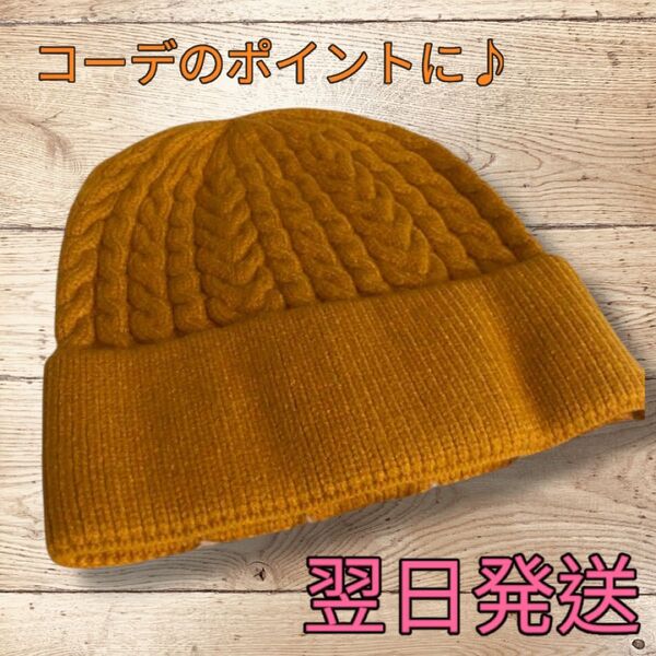 【ニット帽】ビーニー帽 イエロー 黄色 メンズ レディース 山登り スキー 新品