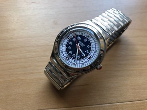  хороший степень редкость Vintage swatch Swatch SWISS AG1993 серебряный × темно-синий серия свободный metal breath кварц мужские наручные часы 