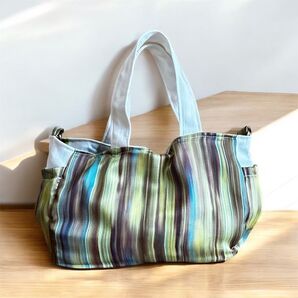 2wayリバーシブルトート マルチストライプ ハンドメイド