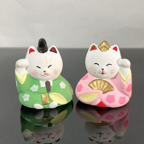 ひな人形 招き猫 お代理さま お姫さま 置き物 2点セット