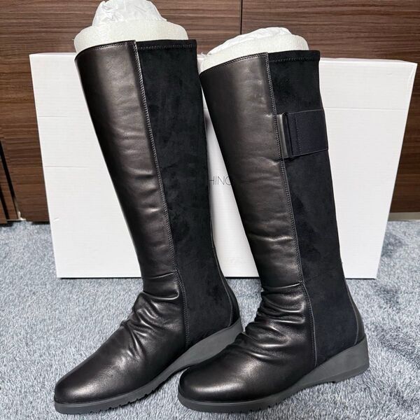 pechinchar ペシンシャ レザー ロングブーツ レザーブーツ 本革 ヤマダヤ