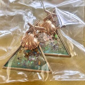 貝殻とヒトデのレジンピアス ハンドメイド
