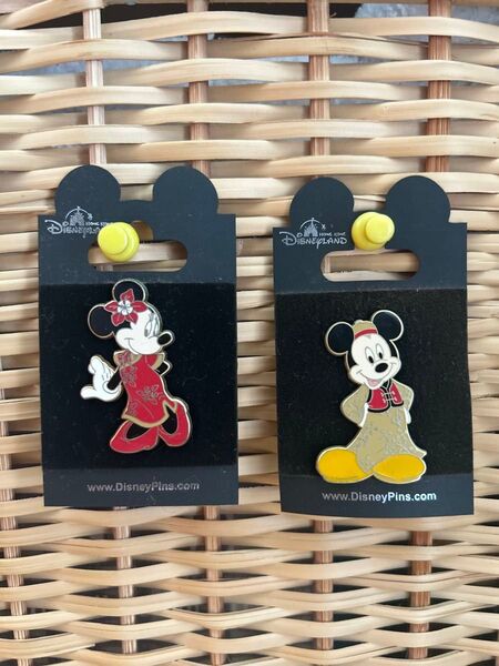 香港ディズニーランド限定 ミッキー&ミニーピンバッジセット
