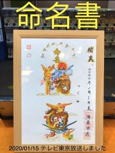 Art hand Auction 命名書 開運絵画 額付 名前 誕生 出産 生まれ 最初の贈り物 テレビ放送 横浜中華街から お祝い おめでたい 記念贈物最適 風水花文字 米寿, ベビー用品, ハンドメイド