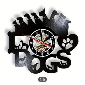掛け時計 犬 レコード盤 壁かけ プレゼント ギフト LED付き アナログ