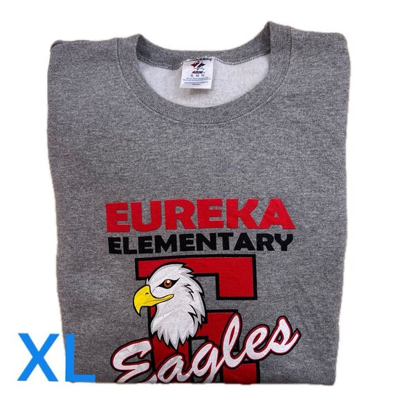 【古着】メンズ プリント トレーナー スウェット JERZEES ライトグレー XLサイズ